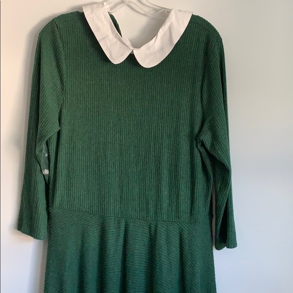 Collared Knit A-line Dress - Picture 2 of 6